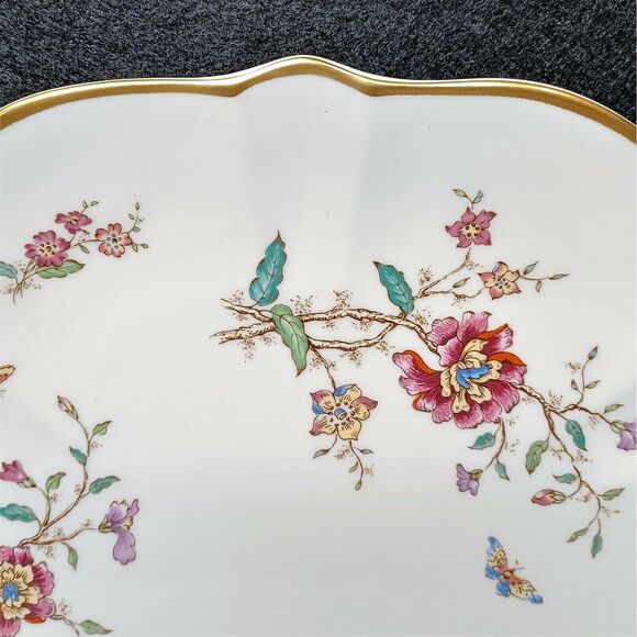 Gorham Secret Garden 10-3/4" Cake Plate Scalloped Edge Gold Trim 1981-1989 USA - Picture 2 of 4